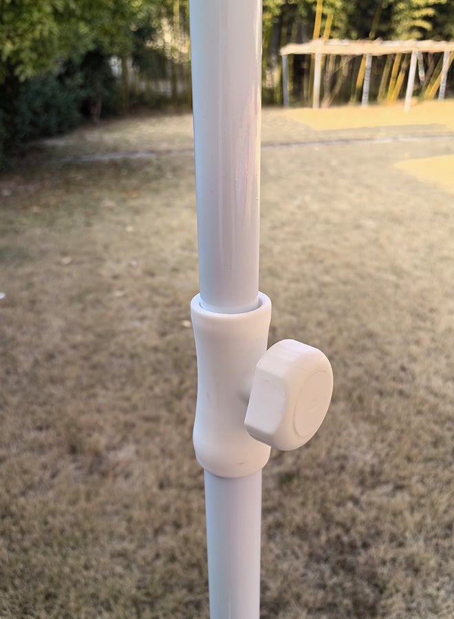 TWT Fringe Tassel Detail Tilt Mechanism Parasol with Base White 2.2m BU2270 - Image 4